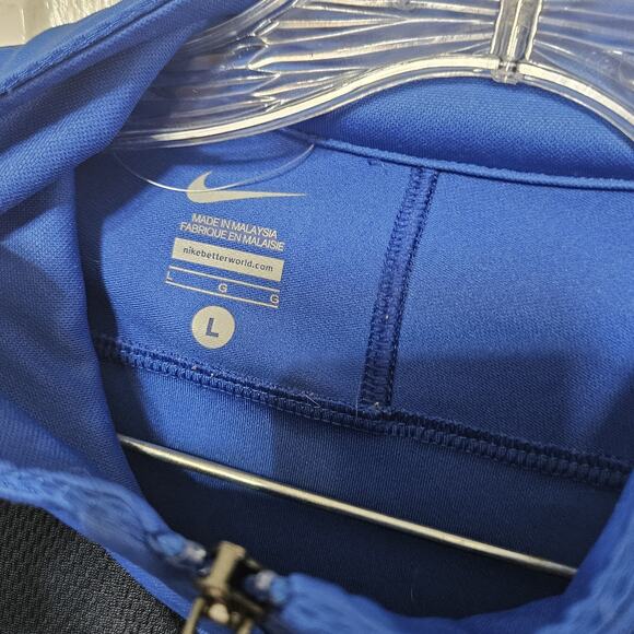 Nike Full Zip Up Men's Jogging Jacket Size Large Blue with Black Stripes - Picture 4 of 4